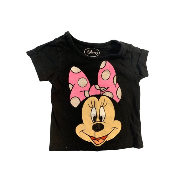Disney Girls Infant baby Size 12 months Black short sleeve tshirt tee black minn - Picture 1 of 3